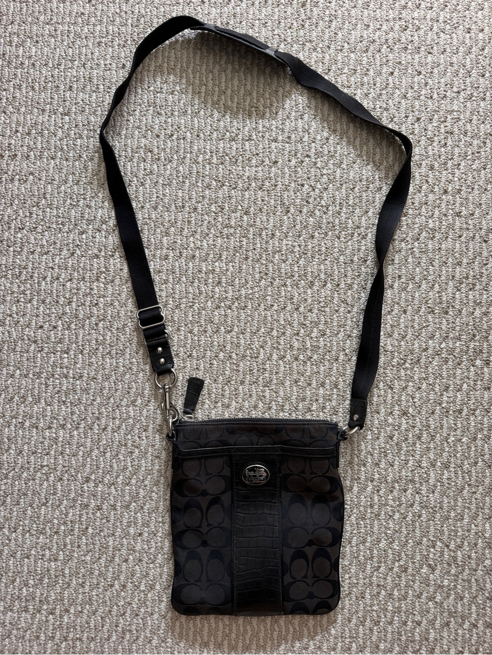 Coach Black Signature Canvas Messenger Crossbody